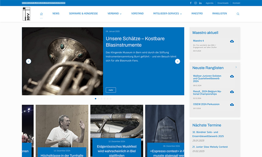 Internetauftritt Schweizer Blasmusik-Dirigentenverband (BDV)
