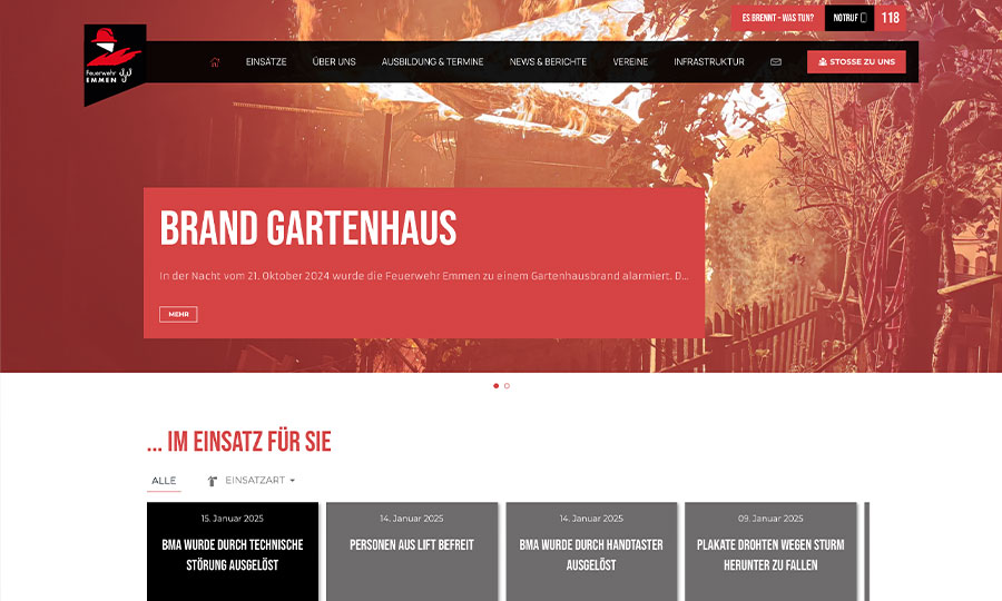 Internetauftritt Feuerwehr Emmen