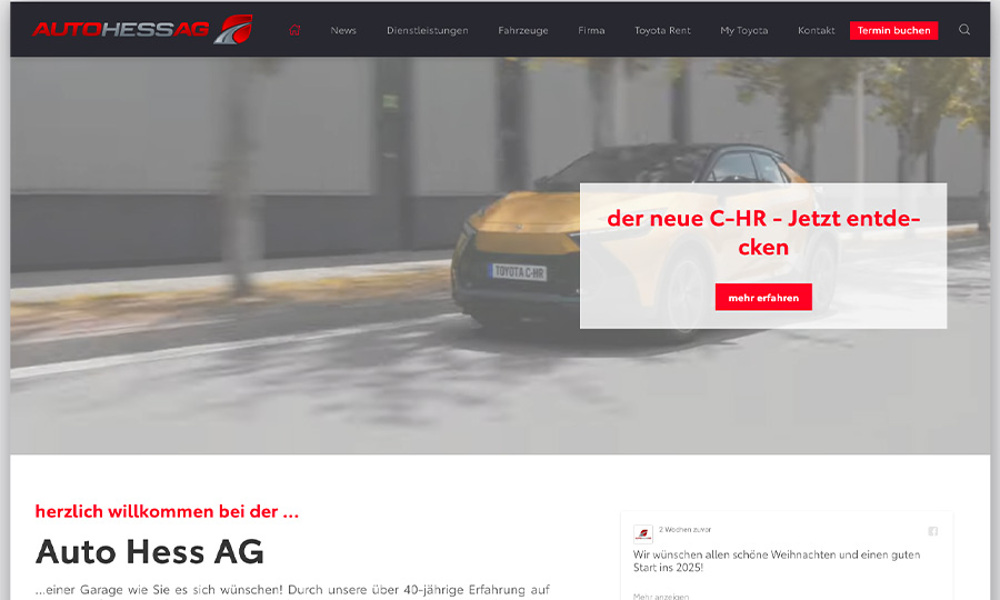 Internetauftritt Auto Hess AG