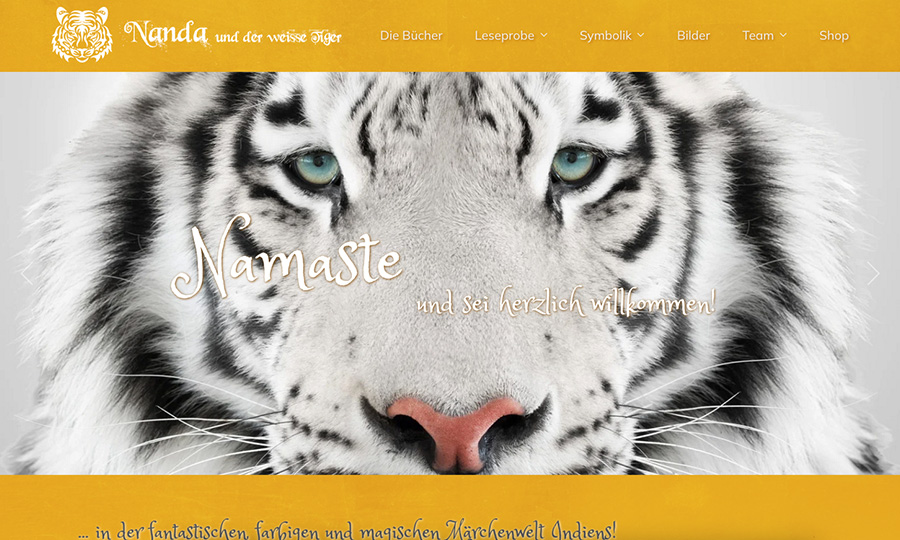 Internetauftritt Nanda und der weisse Tiger