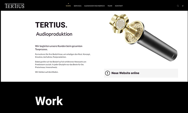 Internetauftritt TERTIUS Audioproduktion